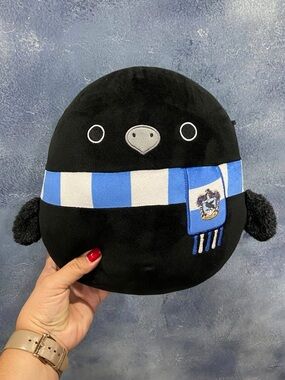 Warner Bros. |HP| Squishmallows Black Plush Bird with Blue and White Scarf 10’